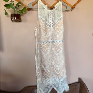 Lush Cream and White Lace Dress